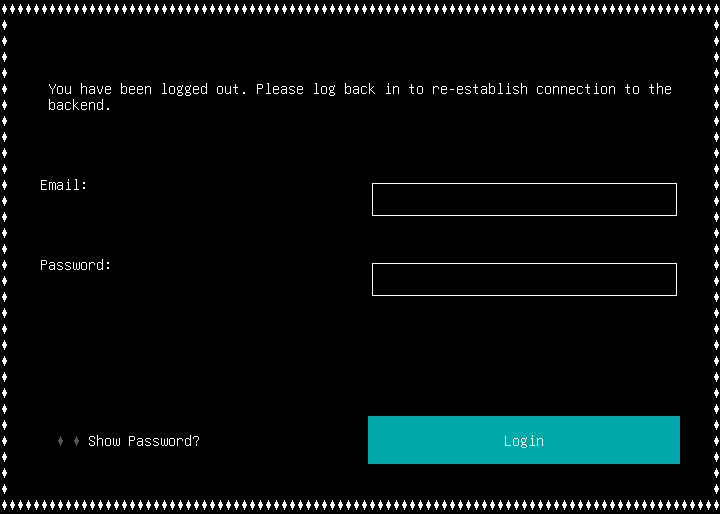 login screen