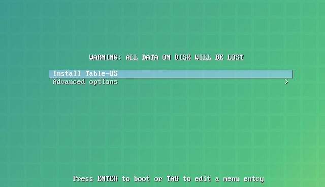 boot menu screenshot